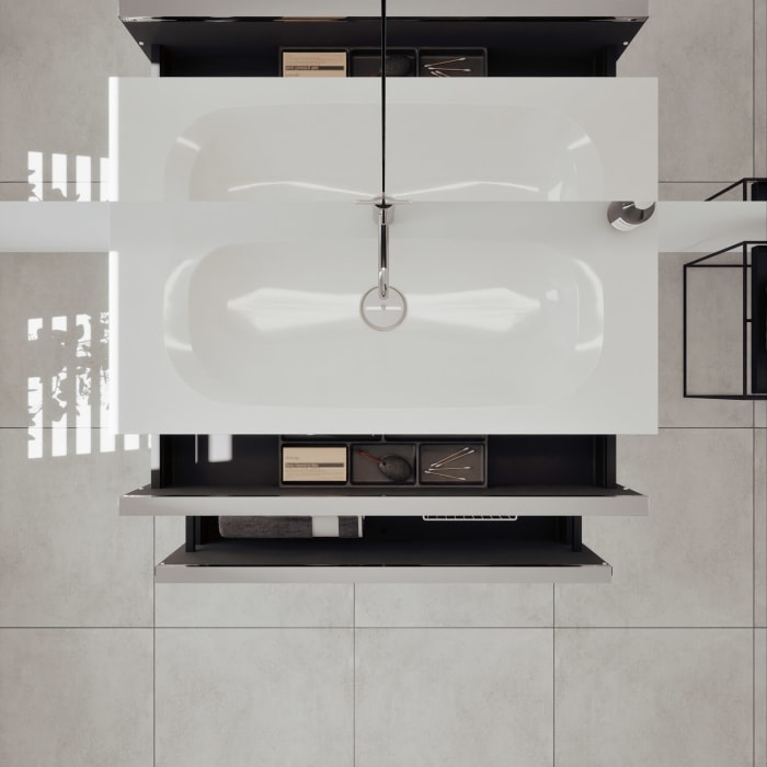 burgbad Fiumo 2.0 Badmöbelset 102 cm mit Waschtisch mit Unterschrank mit Griff G0146 und Spiegelschrank