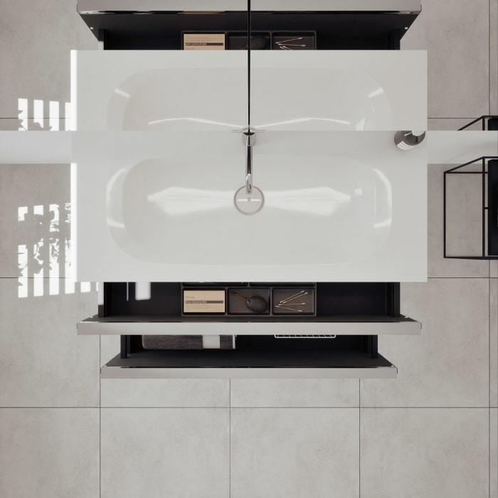 burgbad Fiumo 2.0 Badmöbelset 102 cm mit Waschtisch mit Unterschrank mit Griff G0146 und Spiegelschrank