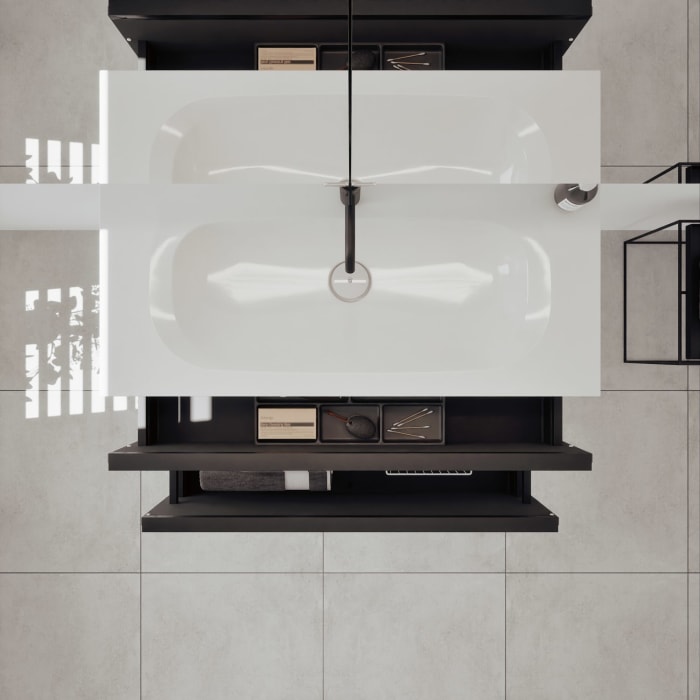 burgbad Fiumo 2.0 Badmöbelset 102 cm mit Waschtisch mit Unterschrank mit Griff G0200 und Spiegelschrank