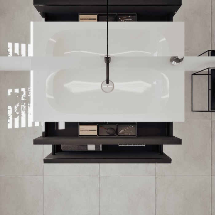 burgbad Fiumo 2.0 Badmöbelset 102 cm mit Waschtisch mit Unterschrank mit Griff G0200 und Spiegelschrank