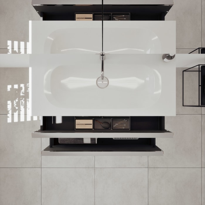 burgbad Fiumo 2.0 Badmöbelset 102 cm mit Waschtisch mit Unterschrank mit Griff G0146 und Spiegelschrank