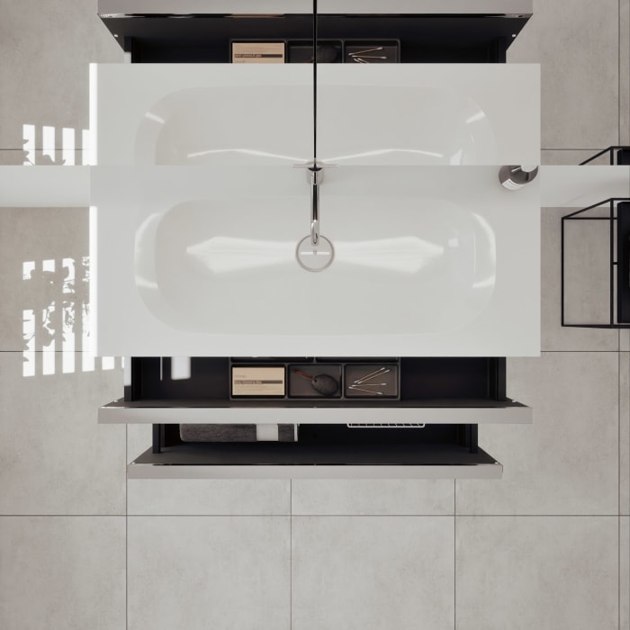 burgbad Fiumo 2.0 Badmöbelset 102 cm mit Waschtisch mit Unterschrank mit Griff G0146 und Spiegelschrank