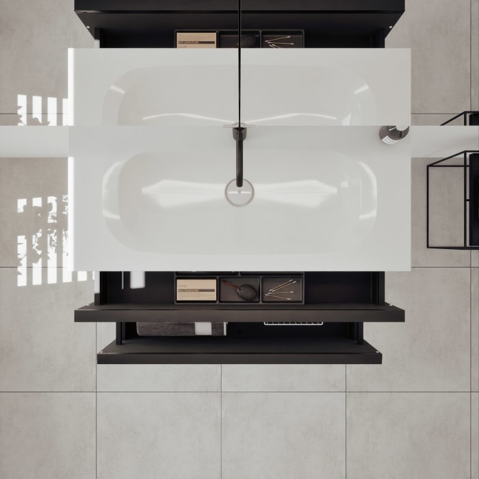 burgbad Fiumo 2.0 Badmöbelset 102 cm mit Waschtisch mit Unterschrank mit Griff G0200 und Spiegelschrank