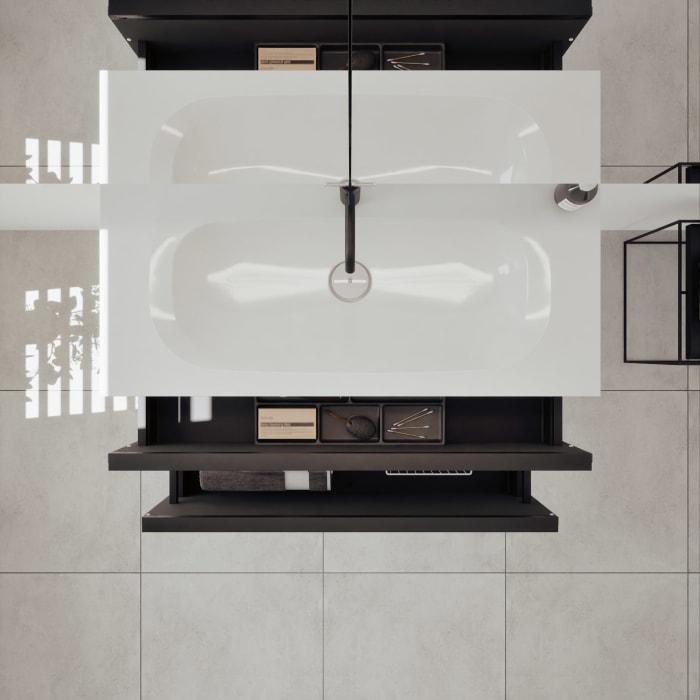 burgbad Fiumo 2.0 Badmöbelset 102 cm mit Waschtisch mit Unterschrank mit Griff G0200 und Spiegelschrank