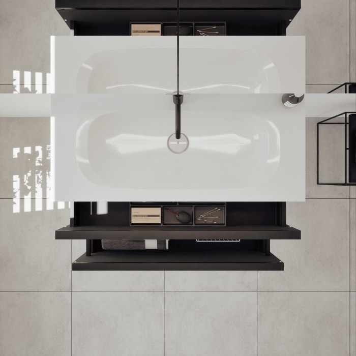 burgbad Fiumo 2.0 Badmöbelset 102 cm mit Waschtisch mit Unterschrank mit Griff G0200 und Spiegelschrank