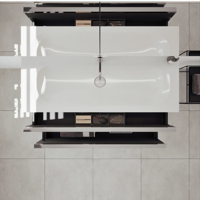 burgbad Fiumo 2.0 Badmöbelset 122 cm mit Waschtisch mit Unterschrank mit Griff G0146 und Spiegelschrank