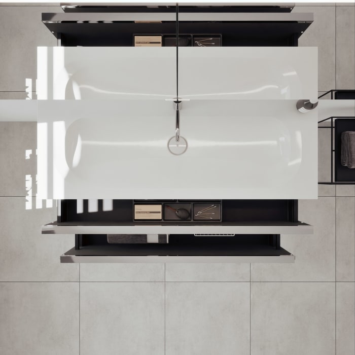 burgbad Fiumo 2.0 Badmöbelset 122 cm mit Waschtisch mit Unterschrank mit Griff G0146 und Spiegelschrank