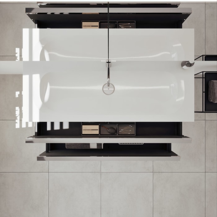 burgbad Fiumo 2.0 Badmöbelset 122 cm mit Waschtisch mit Unterschrank mit Griff G0146 und Spiegelschrank