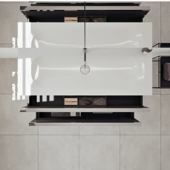 burgbad Fiumo 2.0 Badmöbelset 122 cm mit Waschtisch mit Unterschrank mit Griff G0146 und Spiegelschrank