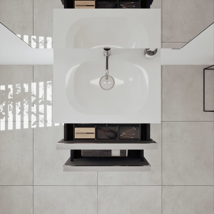 burgbad Fiumo 2.0 Badmöbelset 62 cm mit Waschtisch mit Unterschrank mit Griff G0146 und Spiegelschrank