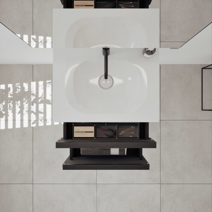 burgbad Fiumo 2.0 Badmöbelset 62 cm mit Waschtisch mit Unterschrank mit Griff G0200 und Spiegelschrank