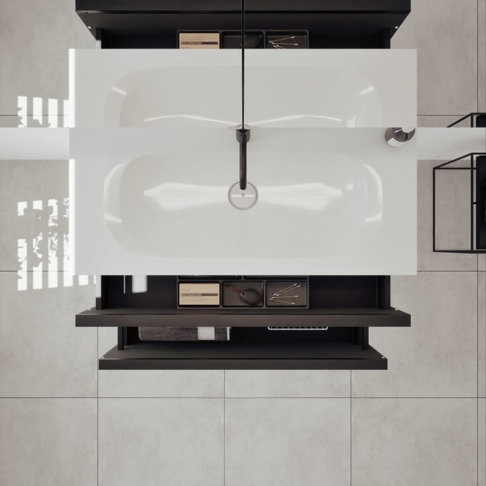 burgbad Fiumo 2.0 Badmöbelset 102 cm mit Waschtisch mit Unterschrank mit Griff G0200 und Spiegelschrank