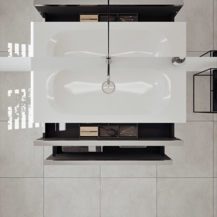 burgbad Fiumo 2.0 Badmöbelset 102 cm mit Waschtisch mit Unterschrank mit Griff G0146 und Spiegelschrank