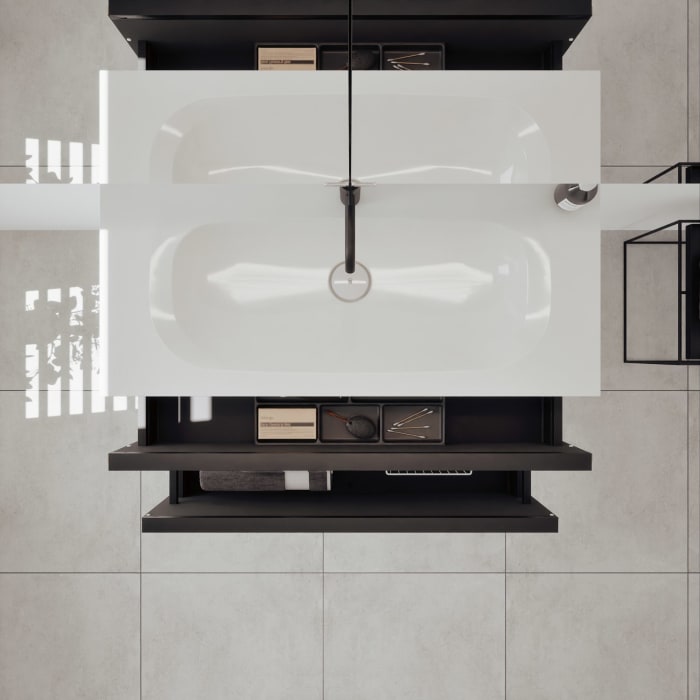 burgbad Fiumo 2.0 Badmöbelset 102 cm mit Waschtisch mit Unterschrank mit Griff G0200 und Spiegelschrank