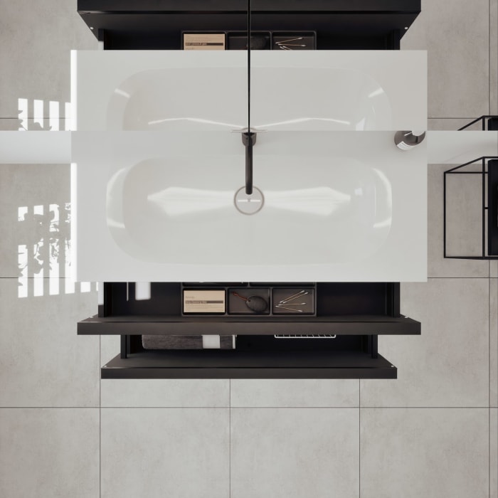 burgbad Fiumo 2.0 Badmöbelset 102 cm mit Waschtisch mit Unterschrank mit Griff G0200 und Spiegelschrank