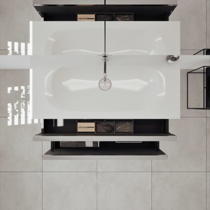 burgbad Fiumo 2.0 Badmöbelset 102 cm mit Waschtisch mit Unterschrank mit Griff G0146 und Spiegelschrank