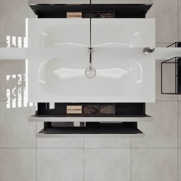 burgbad Fiumo 2.0 Badmöbelset 102 cm mit Waschtisch mit Unterschrank mit Griff G0146 und Spiegelschrank