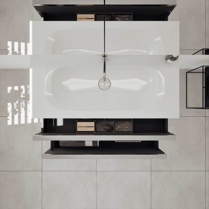 burgbad Fiumo 2.0 Badmöbelset 102 cm mit Waschtisch mit Unterschrank mit Griff G0146 und Spiegelschrank