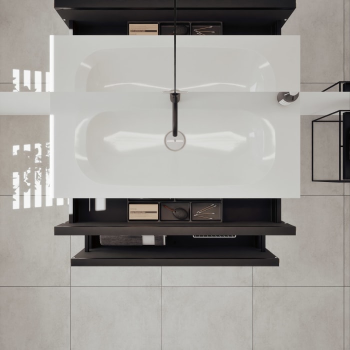 burgbad Fiumo 2.0 Badmöbelset 102 cm mit Waschtisch mit Unterschrank mit Griff G0200 und Spiegelschrank