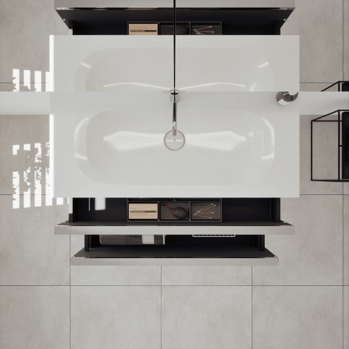 burgbad Fiumo 2.0 Badmöbelset 102 cm mit Waschtisch mit Unterschrank mit Griff G0146 und Spiegelschrank