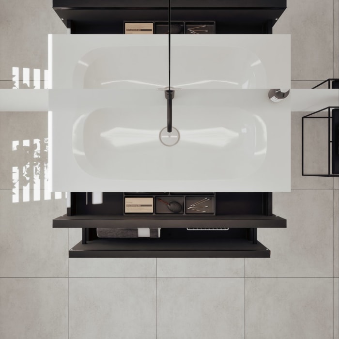 burgbad Fiumo 2.0 Badmöbelset 102 cm mit Waschtisch mit Unterschrank mit Griff G0200 und Spiegelschrank