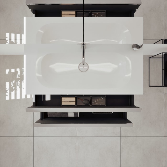 burgbad Fiumo 2.0 Badmöbelset 102 cm mit Waschtisch mit Unterschrank mit Griff G0146 und Spiegelschrank