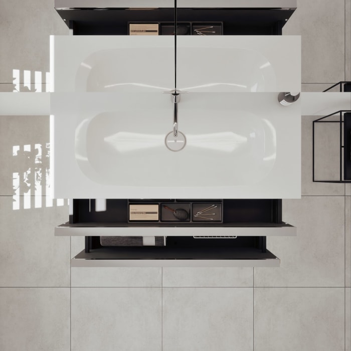 burgbad Fiumo 2.0 Badmöbelset 102 cm mit Waschtisch mit Unterschrank mit Griff G0146 und Spiegelschrank