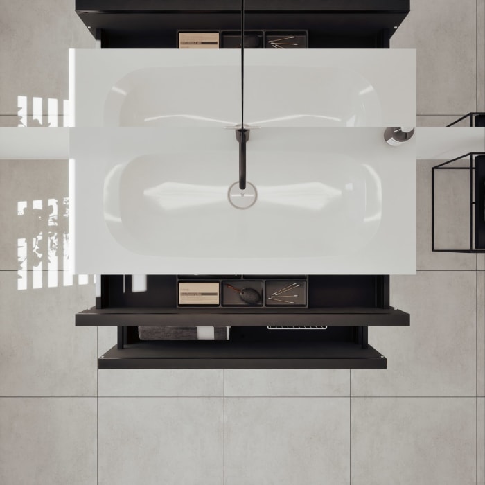 burgbad Fiumo 2.0 Badmöbelset 102 cm mit Waschtisch mit Unterschrank mit Griff G0200 und Spiegelschrank