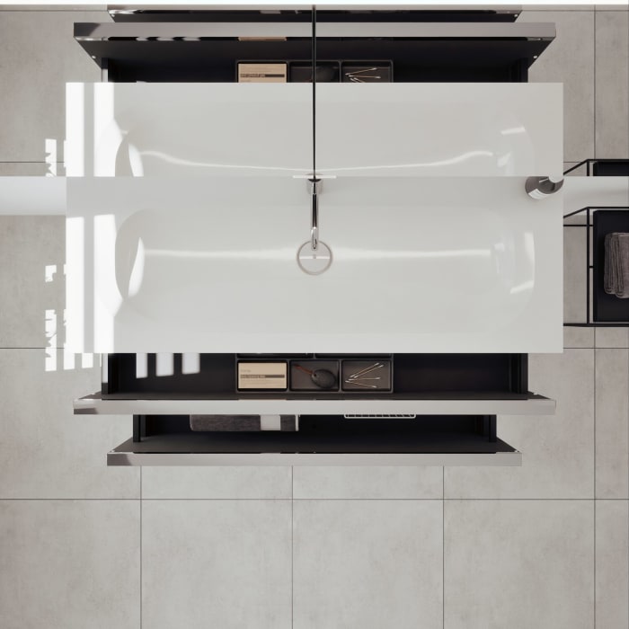 burgbad Fiumo 2.0 Badmöbelset 122 cm mit Waschtisch mit Unterschrank mit Griff G0146 und Spiegelschrank