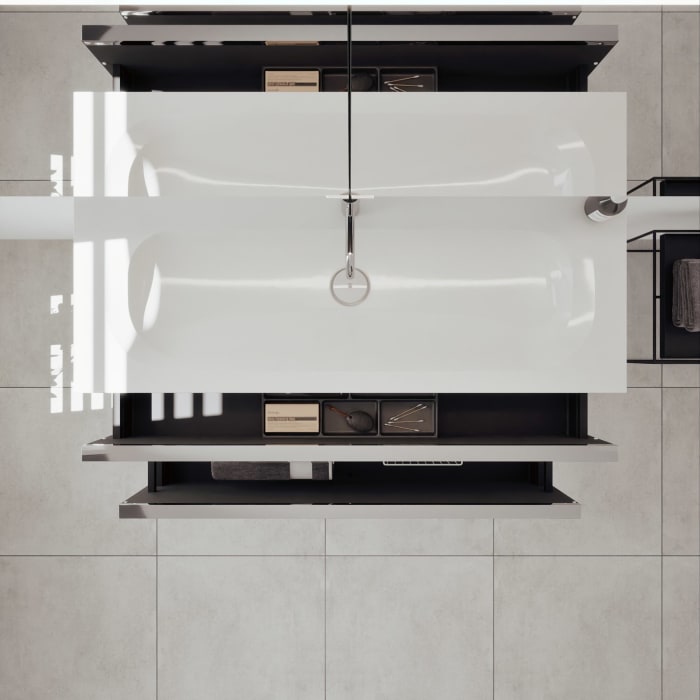 burgbad Fiumo 2.0 Badmöbelset 122 cm mit Waschtisch mit Unterschrank mit Griff G0146 und Spiegelschrank