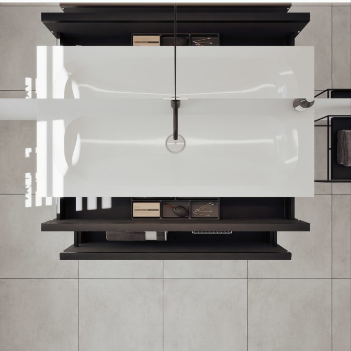 burgbad Fiumo 2.0 Badmöbelset 122 cm mit Waschtisch mit Unterschrank mit Griff G0200 und Spiegelschrank