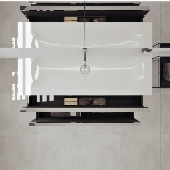 burgbad Fiumo 2.0 Badmöbelset 122 cm mit Waschtisch mit Unterschrank mit Griff G0146 und Spiegelschrank