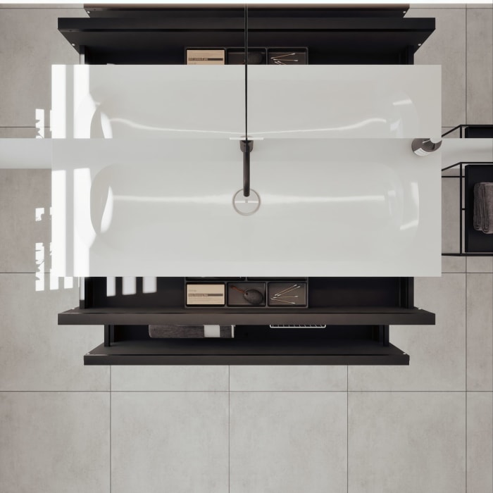 burgbad Fiumo 2.0 Badmöbelset 122 cm mit Waschtisch mit Unterschrank mit Griff G0200 und Spiegelschrank