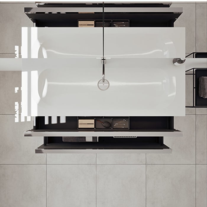 burgbad Fiumo 2.0 Badmöbelset 122 cm mit Waschtisch mit Unterschrank mit Griff G0146 und Spiegelschrank