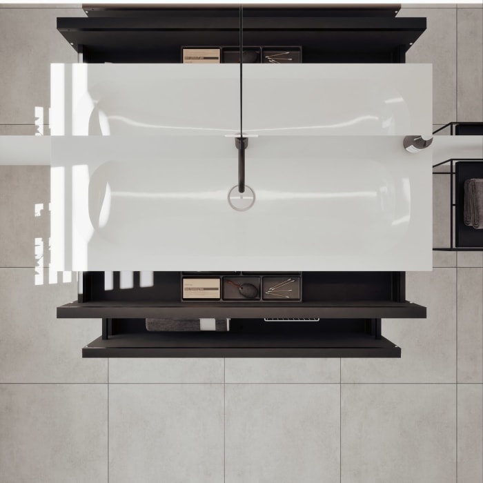 burgbad Fiumo 2.0 Badmöbelset 122 cm mit Waschtisch mit Unterschrank mit Griff G0200 und Spiegelschrank