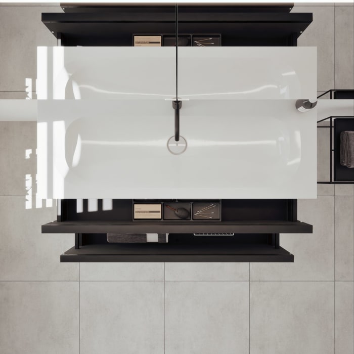 burgbad Fiumo 2.0 Badmöbelset 122 cm mit Waschtisch mit Unterschrank mit Griff G0200 und Spiegelschrank