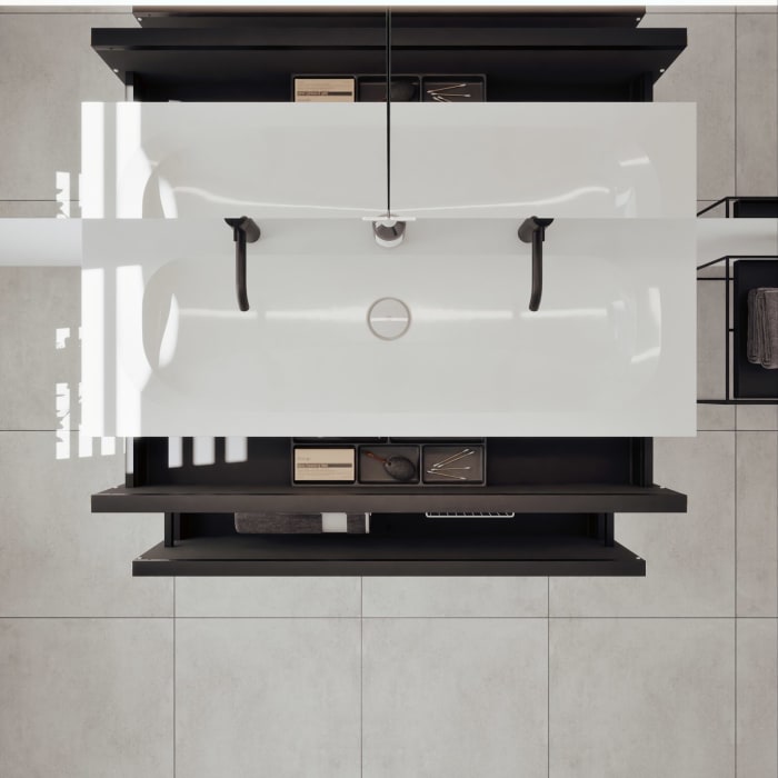 burgbad Fiumo 2.0 Badmöbelset 122 cm mit Waschtisch mit Unterschrank mit Griff G0200 und Spiegelschrank