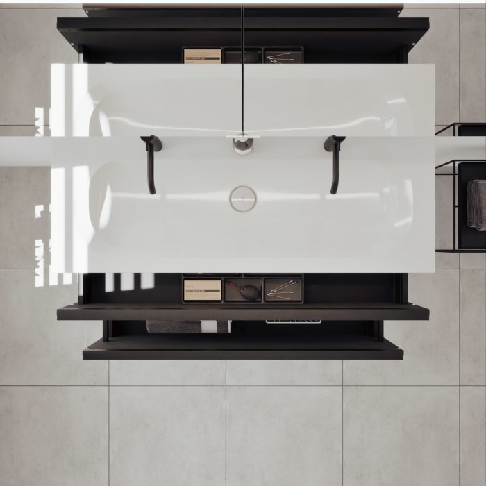 burgbad Fiumo 2.0 Badmöbelset 122 cm mit Waschtisch mit Unterschrank mit Griff G0200 und Spiegelschrank