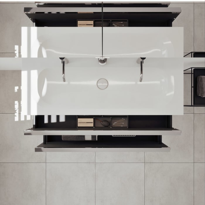 burgbad Fiumo 2.0 Badmöbelset 122 cm mit Waschtisch mit Unterschrank mit Griff G0146 und Spiegelschrank