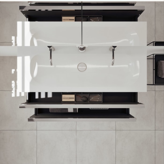 burgbad Fiumo 2.0 Badmöbelset 122 cm mit Waschtisch mit Unterschrank mit Griff G0146 und Spiegelschrank