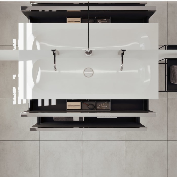 burgbad Fiumo 2.0 Badmöbelset 122 cm mit Waschtisch mit Unterschrank mit Griff G0146 und Spiegelschrank