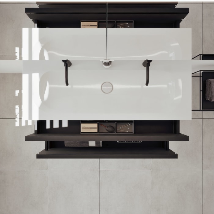 burgbad Fiumo 2.0 Badmöbelset 122 cm mit Waschtisch mit Unterschrank mit Griff G0200 und Spiegelschrank