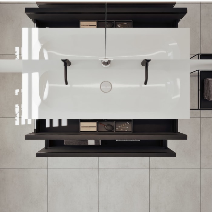 burgbad Fiumo 2.0 Badmöbelset 122 cm mit Waschtisch mit Unterschrank mit Griff G0200 und Spiegelschrank