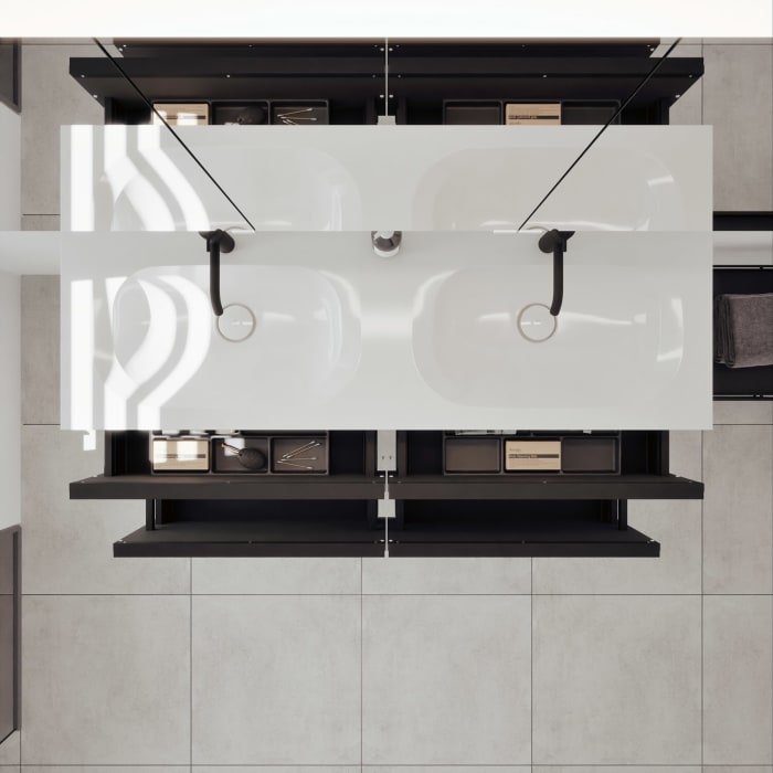 burgbad Fiumo 2.0 Badmöbelset 142 cm mit Waschtisch mit Unterschrank mit Griff G0200 und Spiegelschrank