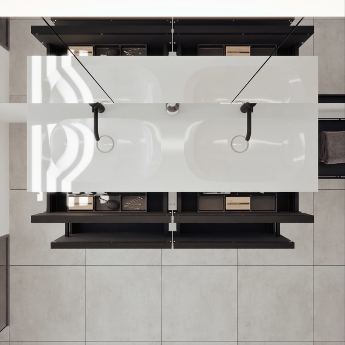 burgbad Fiumo 2.0 Badmöbelset 142 cm mit Waschtisch mit Unterschrank mit Griff G0200 und Spiegelschrank