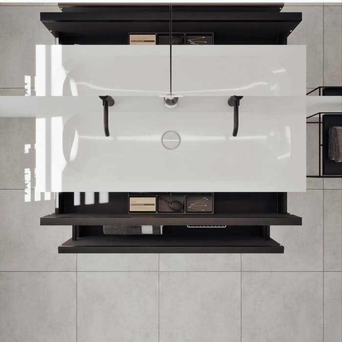 burgbad Fiumo 2.0 Badmöbelset 122 cm mit Waschtisch mit Unterschrank mit Griff G0200 und Spiegelschrank