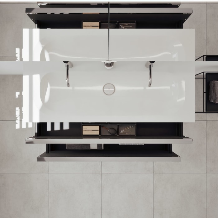 burgbad Fiumo 2.0 Badmöbelset 122 cm mit Waschtisch mit Unterschrank mit Griff G0146 und Spiegelschrank