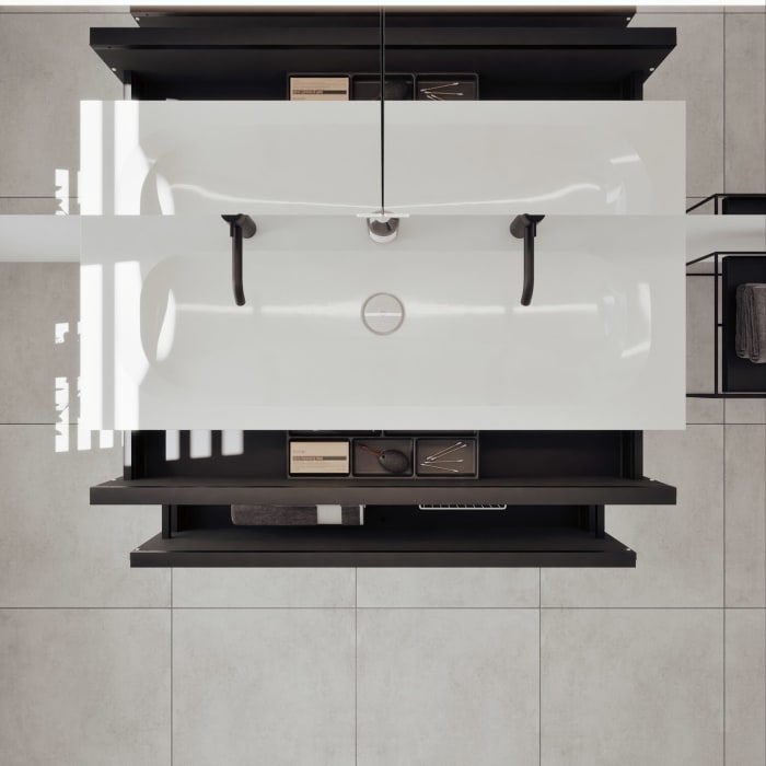 burgbad Fiumo 2.0 Badmöbelset 122 cm mit Waschtisch mit Unterschrank mit Griff G0200 und Spiegelschrank