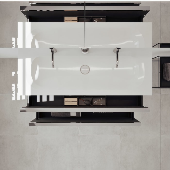 burgbad Fiumo 2.0 Badmöbelset 122 cm mit Waschtisch mit Unterschrank mit Griff G0146 und Spiegelschrank