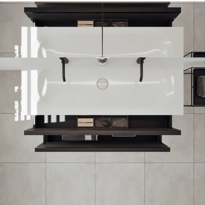 burgbad Fiumo 2.0 Badmöbelset 122 cm mit Waschtisch mit Unterschrank mit Griff G0200 und Spiegelschrank